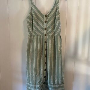 Striped Green Button-Down Dress